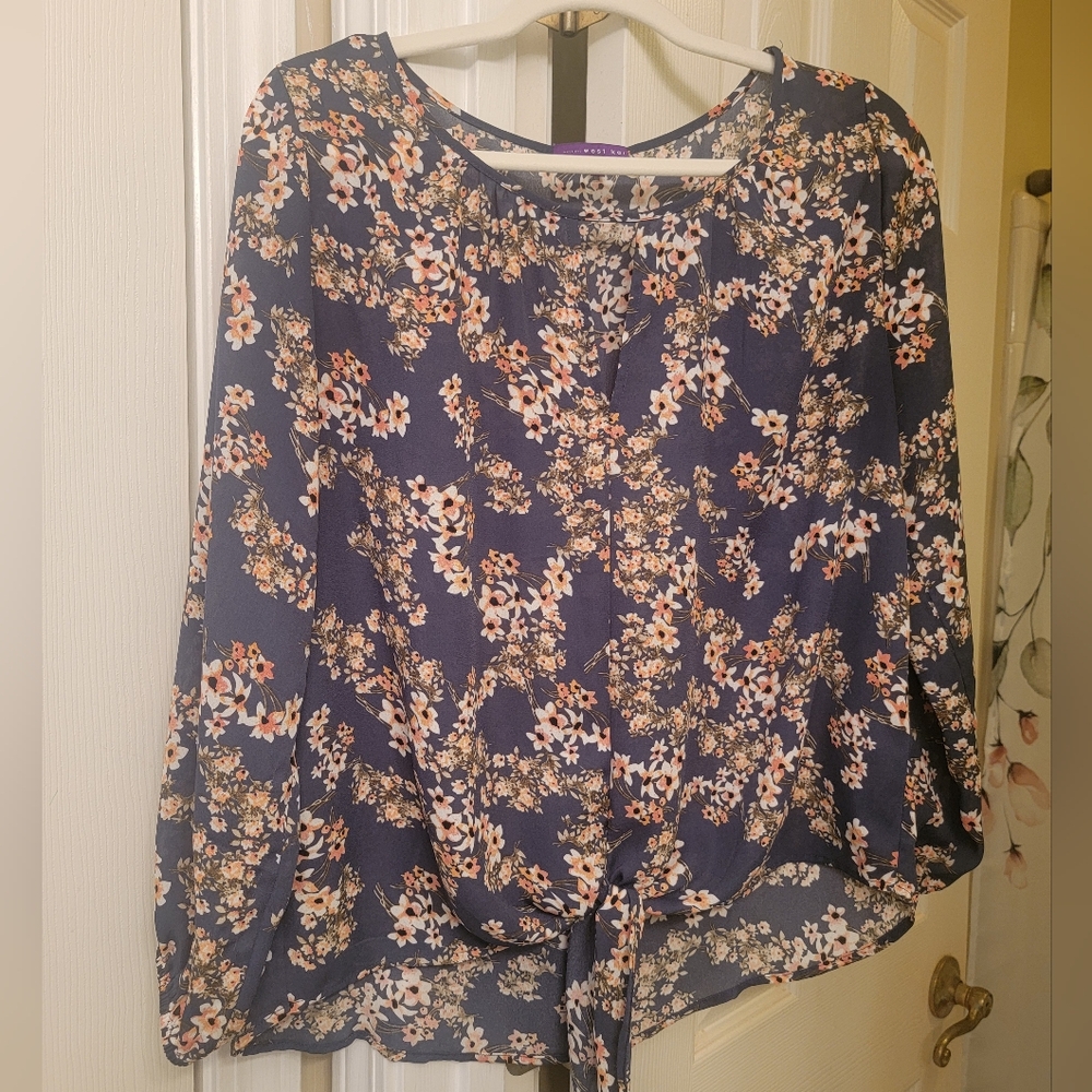 West Kei Navy Floral Blouse